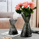 Axyaa Clear Art Glass Vase for Flowers - Decorative Transparent Hydroponic Ornament