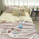 Axyaa Cartoon Embroidered Duvet Set: Breathable & Thin for Summer Comfort