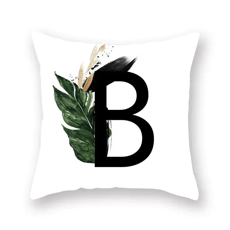 Floral Alphabet Pillow Case by Axyaa: Home & Car Decorative Cushion Cover