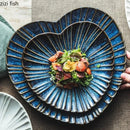 Axyaa Heart Shaped Ceramic Dessert Sushi Snack Plate - Striped Tableware Display