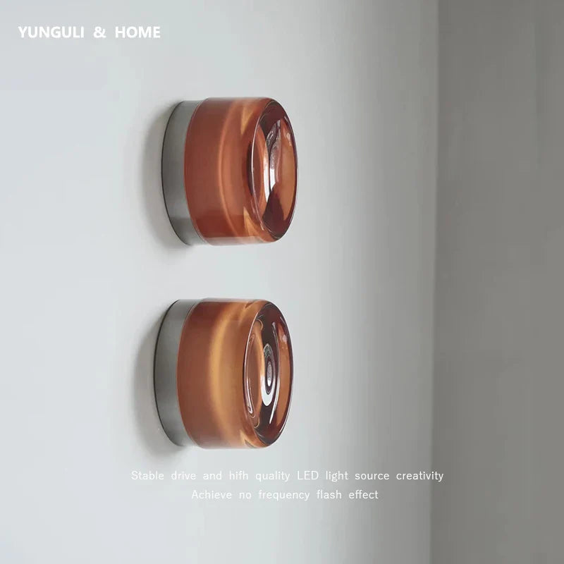 Axyaa Round Glass LED Wall Sconce, 4 Colors, Waterproof, Modern Wandlamp