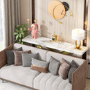 Axyaa 55" Faux Marble Gold Console Table - Modern Narrow Sofa Entryway Couch Table