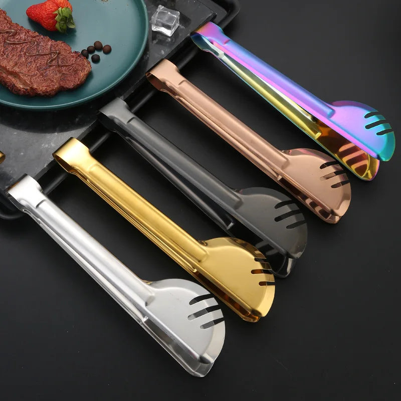 Axyaa Stainless Steel Non-Stick Food Tongs BBQ Clips for Home Cooking