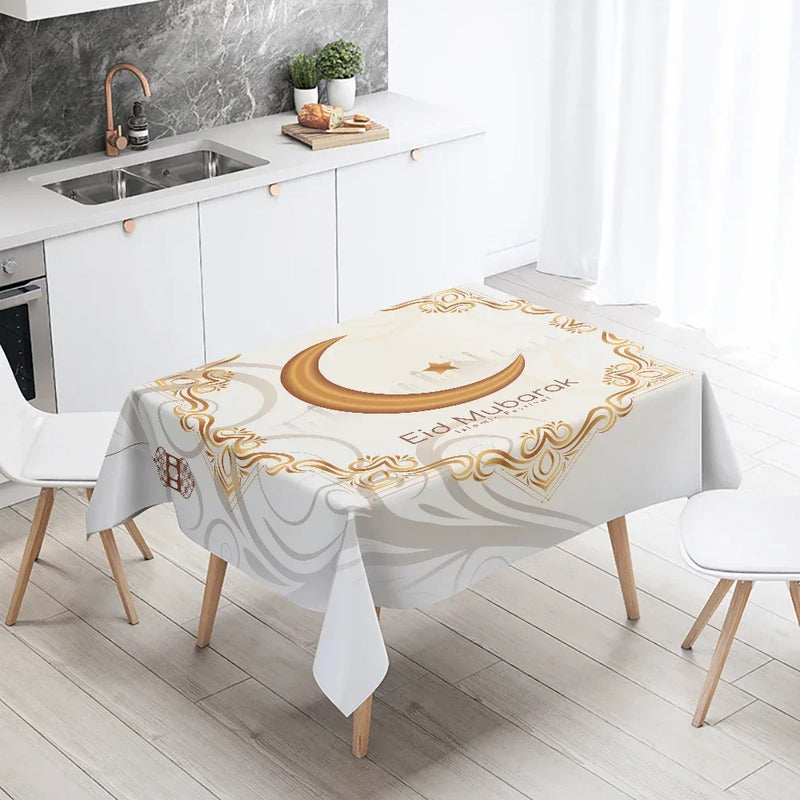Elegant Ramadan Calligraphy Tablecloth for Eid Décor by Axyaa