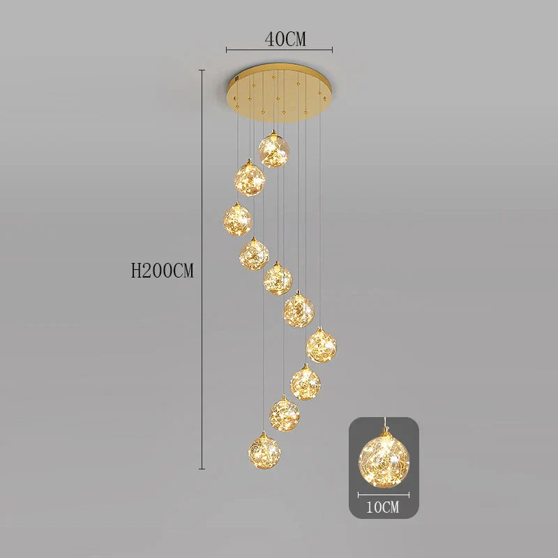 Axyaa Staircase Chandeliers for Living Room LED Pendant Light Lamps