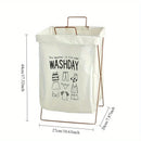 Axyaa Foldable Laundry Basket with Handle - Waterproof Iron Frame Storage Hamper - Large Size