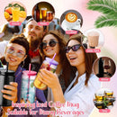 Axyaa Reusable Straw Tumbler Set with Colored Lid - 6PCS Transparent Plastic Cups