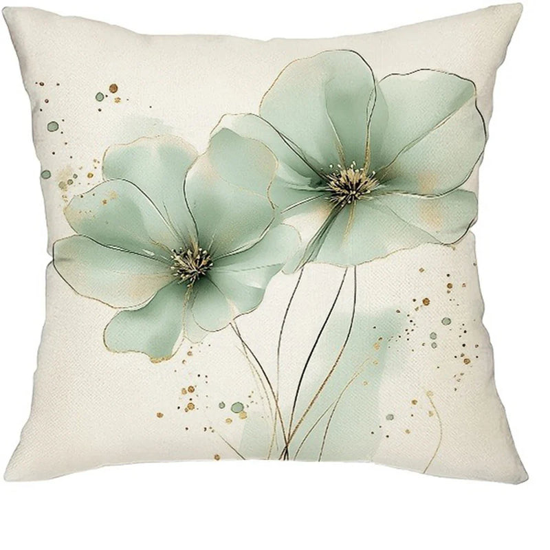 Axyaa Green Floral Print Pillowcase for Home Decor