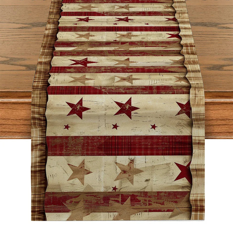 Axyaa Wood Grain Table Runner: Farmhouse Dining Decor for Holiday Parties & Home Tables