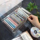 Axyaa Acrylic CD Record Game Cartridge Storage Box with Cover, Transparent Organizer
