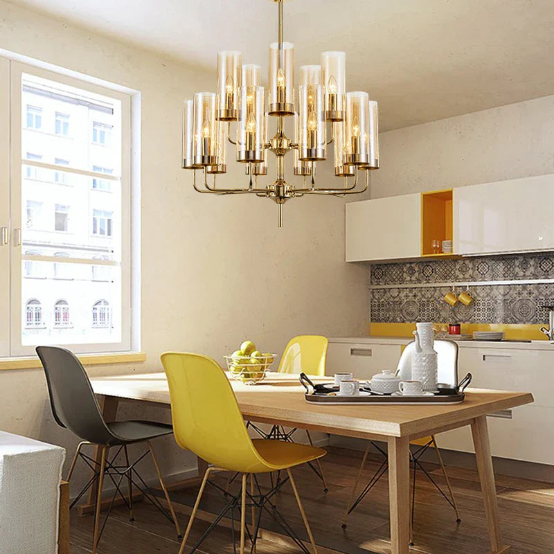 Axyaa Modern American Lustre Glass Chandelier, LED Indoor Lighting for Living, Dining, Bedroom