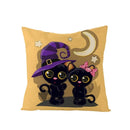 Axyaa Halloween Pillow Cover 45x45 - Pumpkin Owl Cat Spider Sofa Cushion Decor