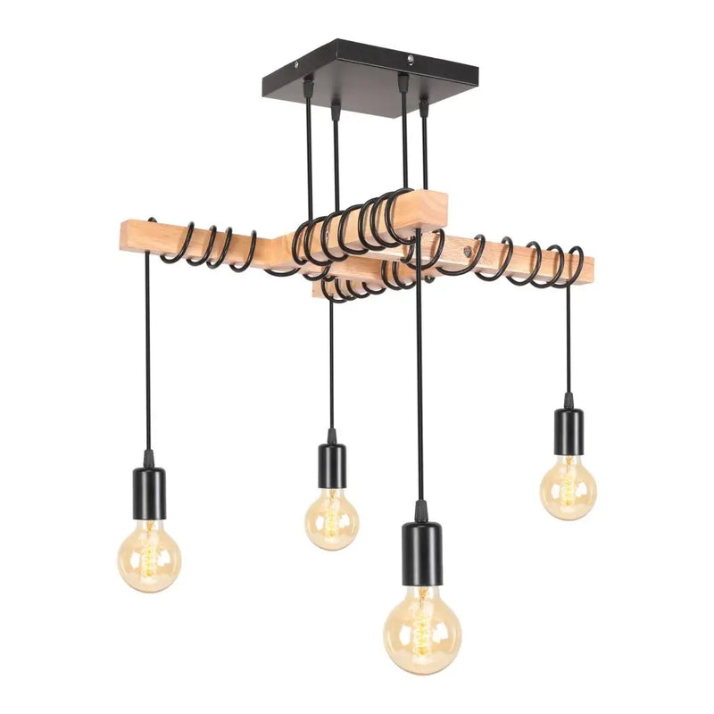 Axyaa 4-Head Black Industrial Ceiling Light Fixture for Kitchen Porch Living Room