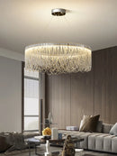 Axyaa Modern Tassel Chandelier Silver Round Light Fixture