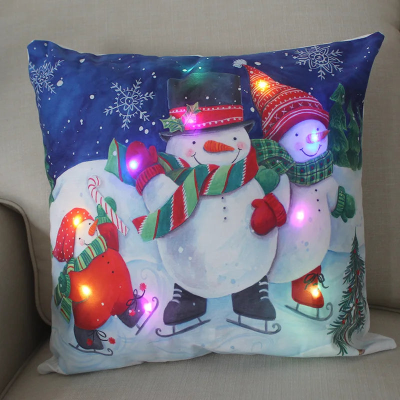 Axyaa LED Christmas Pillow Cover for Festive Holiday Decor
