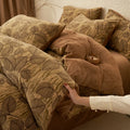 Luxury Milk Velvet Bedding Set, Floral Duvet Cover, Warm Flannel Fleece Linens