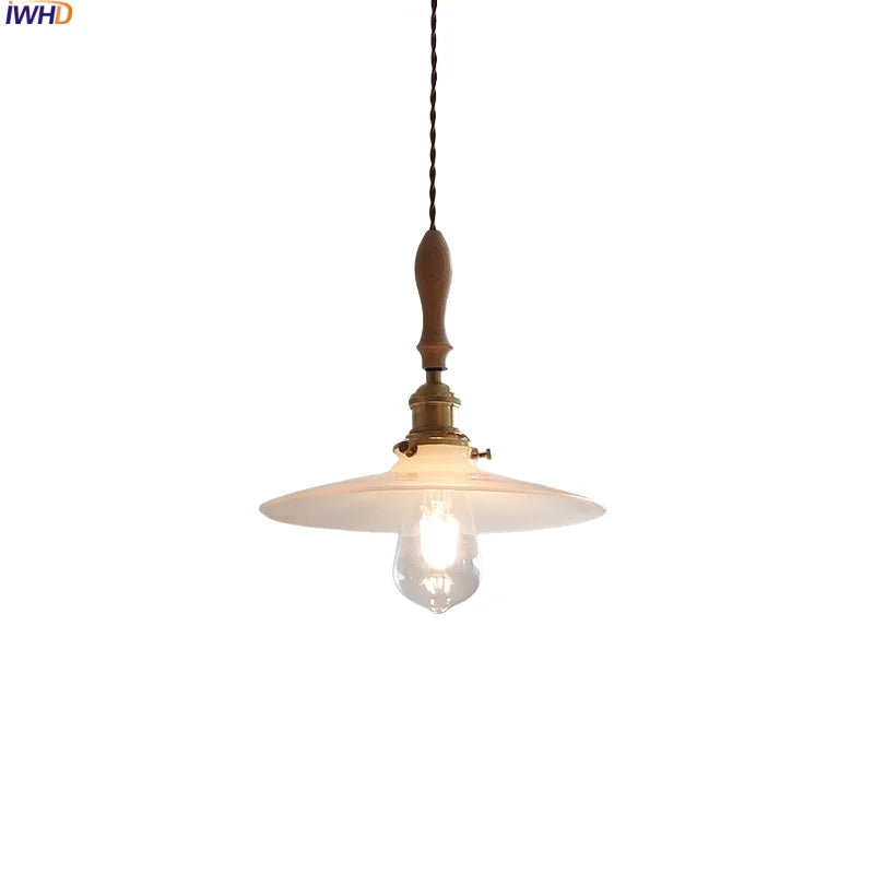 Axyaa White Glass Pendant Light for Bedroom Living Dining Room Chandelier LED Hang Lamp