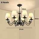 Axyaa Black Iron Chandelier with Fabric Shade, Farmhouse Style for Living Room