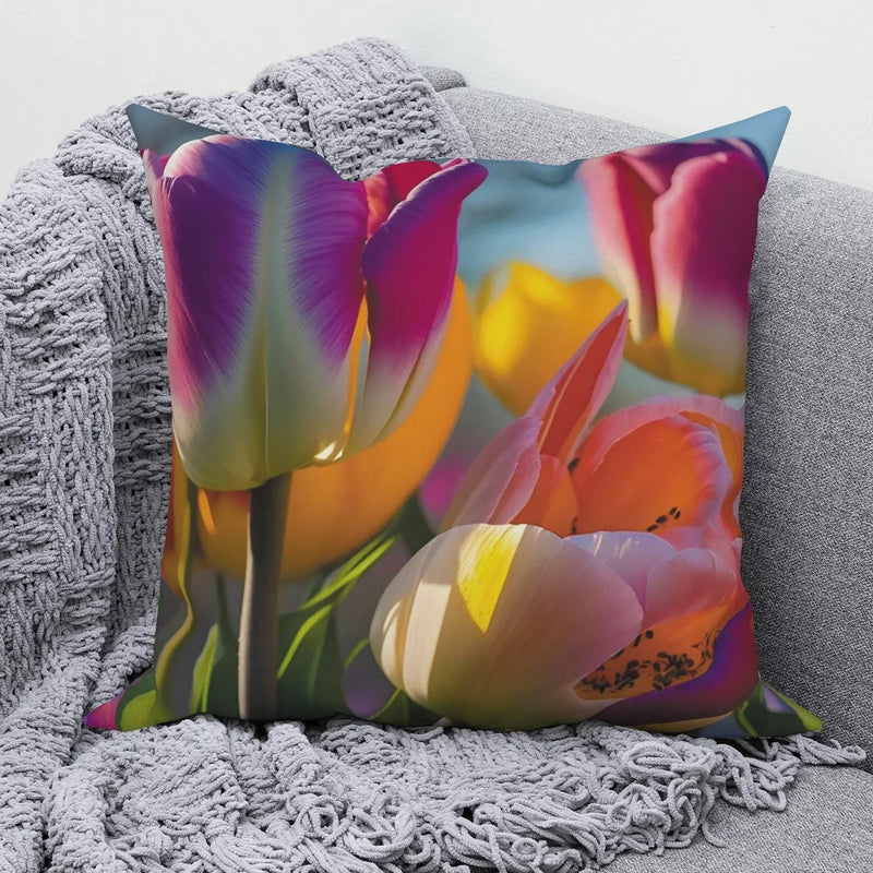 Axyaa Rose Flower Print Square Cushion Cover Pillowcase