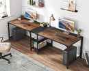 Axyaa 90.55'' 2 Person Double Computer Desk with Shelves and Spacious Desktop