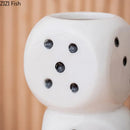 Axyaa Dice Shape Ceramic Vase for Aesthetic Room Decor and Flower Arrangement