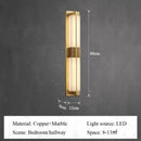 Axyaa All Copper Marble Wall Lamp for Living Room, Bedroom, and Aisle, New Chinese Style Luxurious Lighting