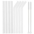 Axyaa Glass Straw Set - 8 Reusable Clear Straws, 12mm, Eco-Friendly & Healthy