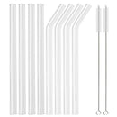 Axyaa Glass Straw Set - 8 Reusable Clear Straws, 12mm, Eco-Friendly & Healthy