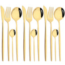 Axyaa Green Gold Stainless Steel Flatware Set for 12 Dinner Knife Forks Teaspoon