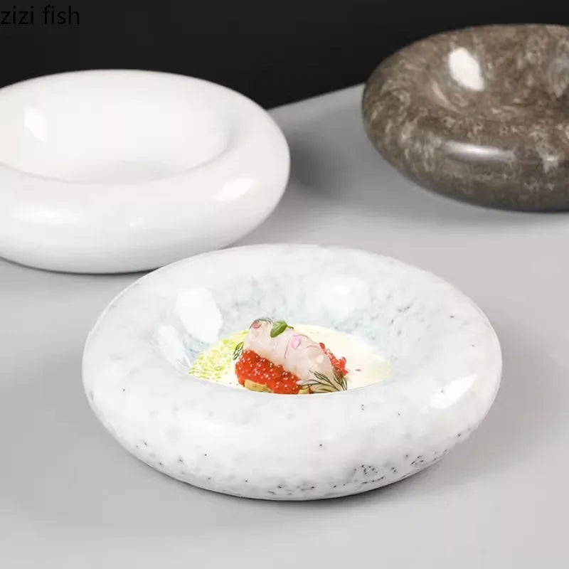 Axya Double Layer Ceramic Dinner Plate Soup Sushi Dessert Specialty Tableware
