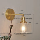 Axyaa Nordic LED Wall Light Fixture Glass Rotate Copper Bedside Lamp