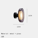 Axyaa Loft LED Wall Lamp Clear Gray Glass Parlor Sconce Black Metal