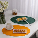 Axyaa Green Oval PU Leather Placemats Set, Irregular Shape, Oil-Proof, Table Mats