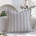 Axyaa Striped Fringed Cushion Cover - Boho Stylish Home Decor 45x45cm