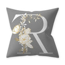 Axyaa Grey Flowery Print Alphabetic Cushion Cover for Home Sofa Decor 45x45cm