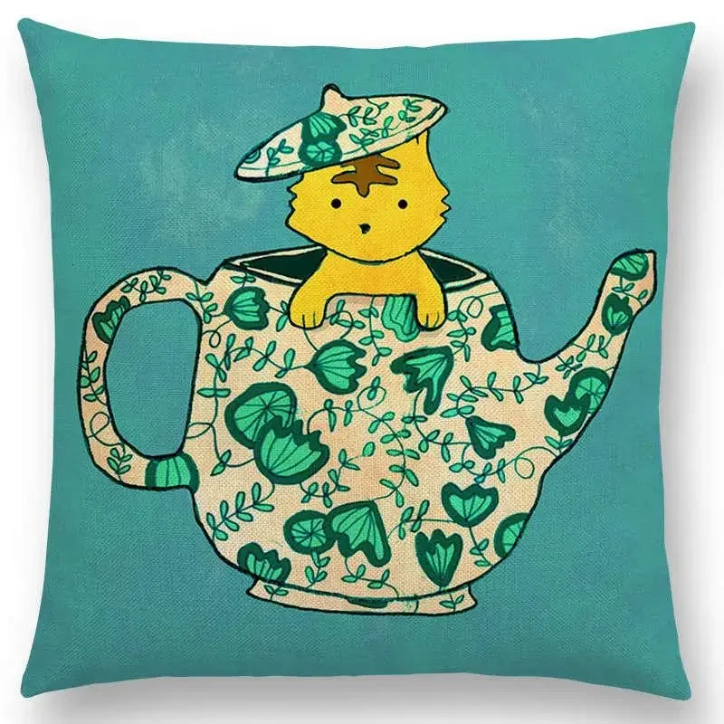 Axyaa Cartoon Animals Cushion Cover - Cat Flamingo Penguin Rabbit Pillow Case