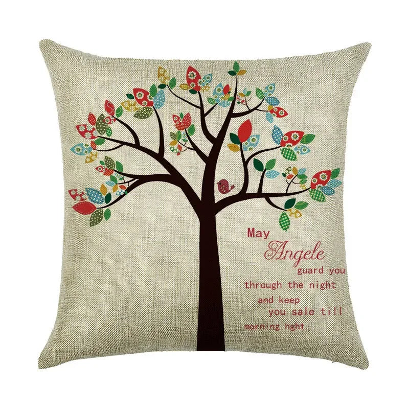 Axyaa Cartoon Pattern Linen Pillowcase - Home Sofa Decorative Cushion Cover