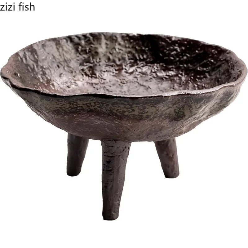 Axya Ceramic Fruit Plate with High Foot for Snacks, Nuts, and Dim Sum