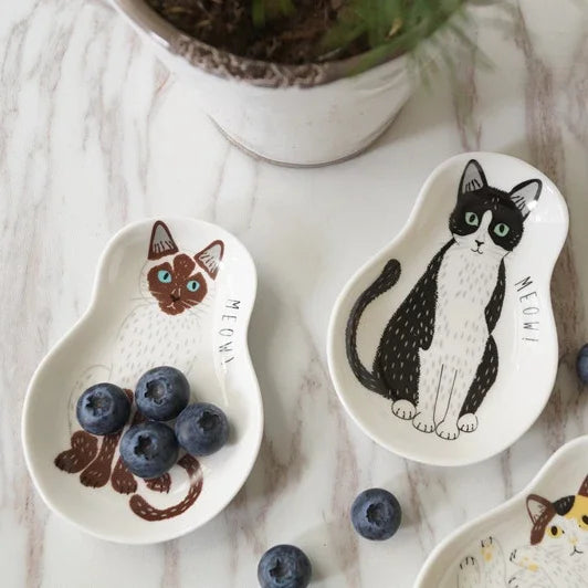Axyaa Cute Cat Ceramic Seasoning Dish - Whimsical Addition to Your Kitchen