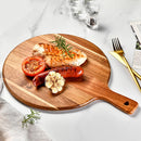 Axyaa Circular Acacia Wood Cutting Board with Handle