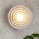 Axyaa Wabi-Sabi Round Resin Wall Lamp - White Spiricle Art Light for Corridor and Aisle