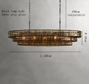 Axyaa Modern Grey Glass Chandelier, Ceiling Mounted Oval Lighting Fixture for Living Room