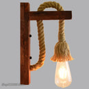 Axyaa Industrial Hemp Rope Wall Lamp Wood Sconce E27 Loft Indoor Outdoor Light