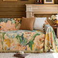 Axyaa Retro Oil Painting Design Sofa Cover with Tassels for Home Decor