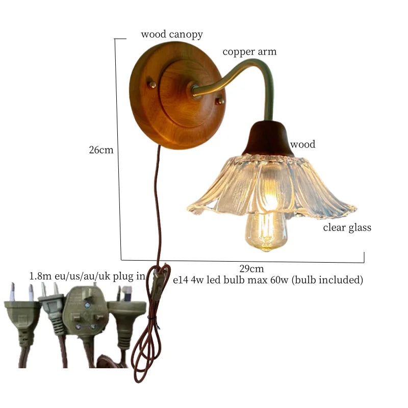 Axyaa Clear Flower Glass LED Wall Lamp, Nordic Modern Style
