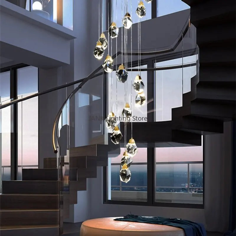 Axyaa Crystal Chandelier Pendant Lights for Luxury Villa, Home Decoration, LED Lamps