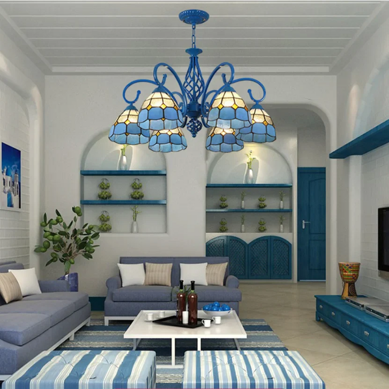 Axyaa Retro LED Chandelier Tiffany Lampshade for Home Lighting