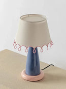 Memphis Ceramic Table Lamp with Nordic Fabric Shade for Bedroom, Living Room - Axyaa