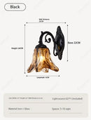 Axyaa Wrought Iron Glass Wall Lamp - Retro LED Decorative Lighting for Bedroom, Living Room
