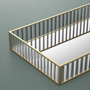 Axya Striped Glass Dresser Tray with Metal Frame Mirror, Home Decor
